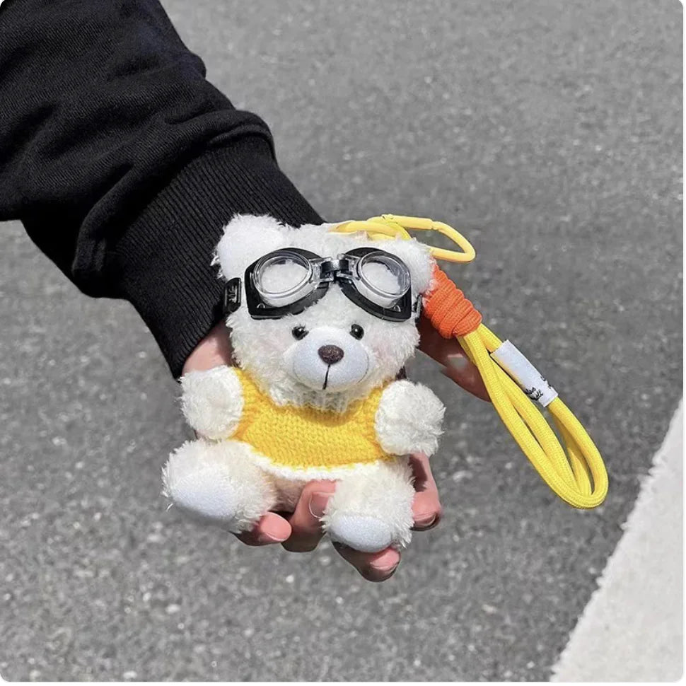 Cartoon Pilot Bear Plush Keychain
